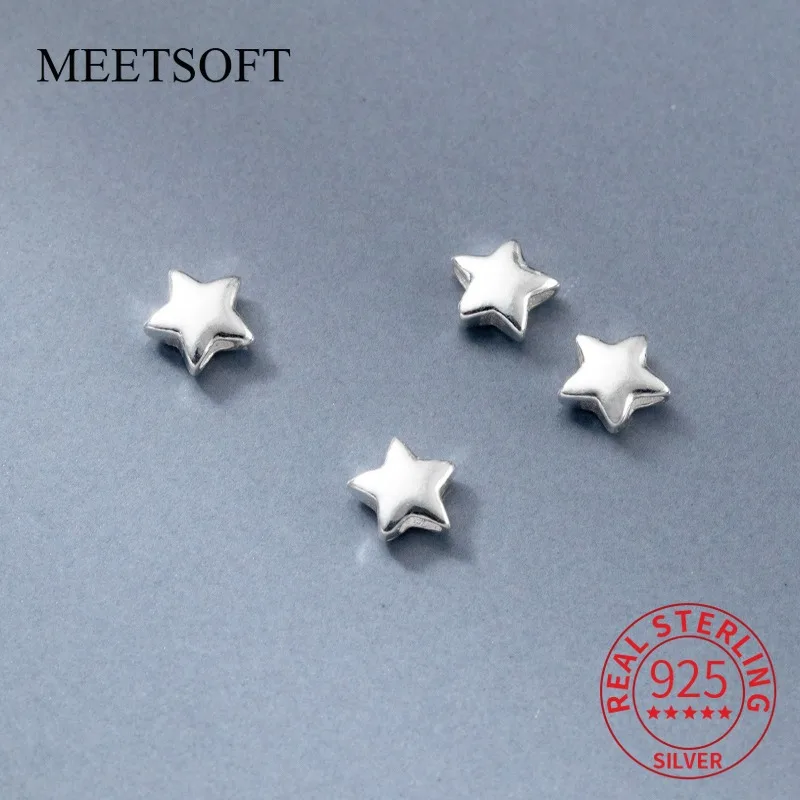 

925 Sterling Silver Through Hole Pentagonal Star Spacer Bead 5mm DIY Bracelet Necklace Handmade Woven Rope Material Accessory