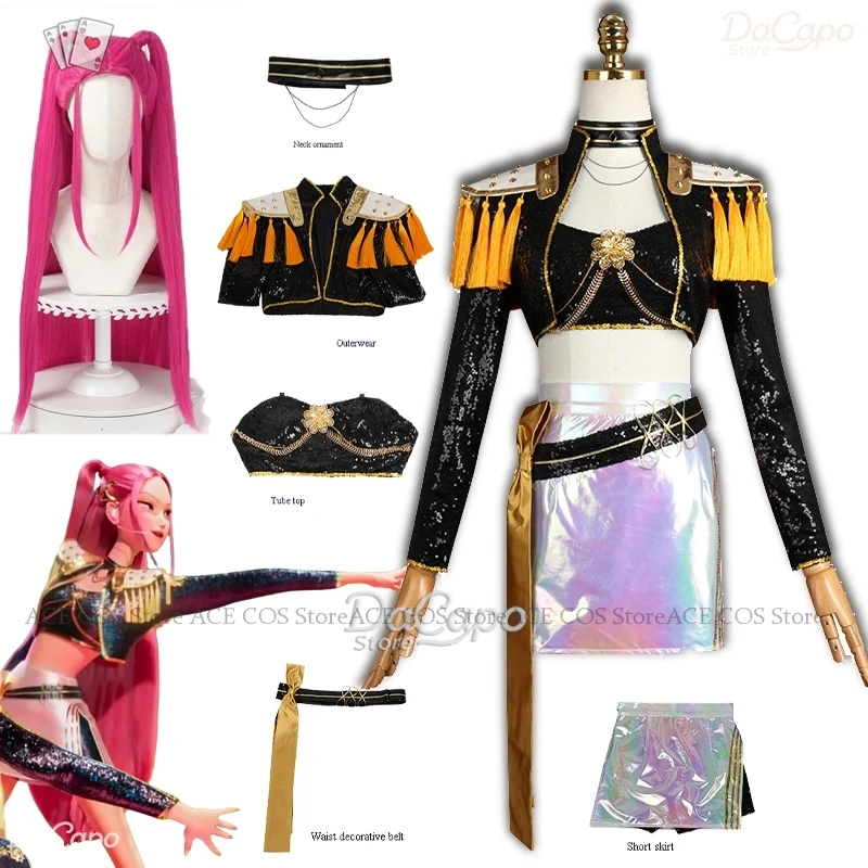 

Huntrix K-Pop Mira Косплей Руми Зои Охотники на демонов сценическая одежда костюм парик Хэллоуин девушка группа идол наряд для ролевых игр женский