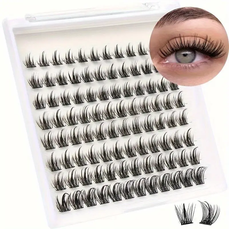 DIY eyelash extensions with 96 lashes, artificial eyelashes with C D curls, 8-16mm thick fluffy eyelash clusters