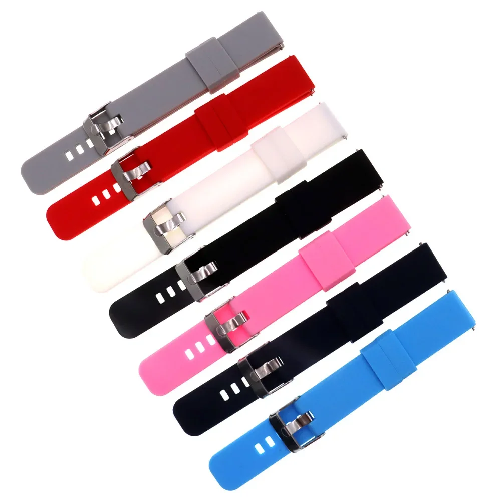 7Pcs Silicone 16mm Strap Quick Release Watch Strap Waterproof Soft Rubber Smart Watch Bands