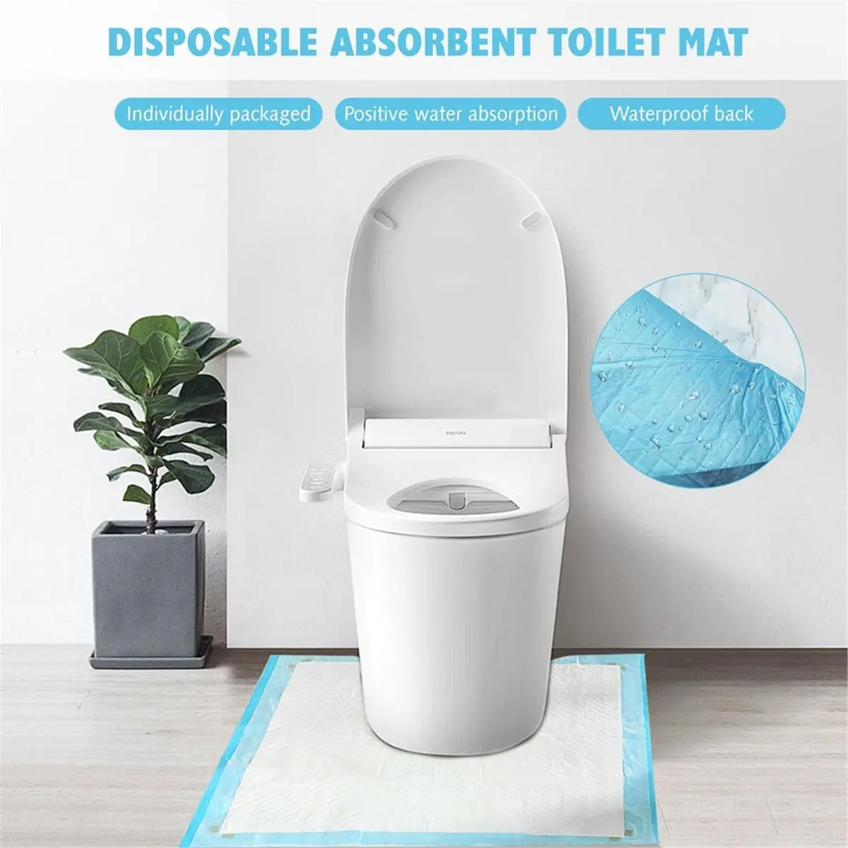 25 Pack Disposable Toilet Mats Absorbent Toilet Floor Protector From Urine U-Shape Toilet Training Rug Waterproof