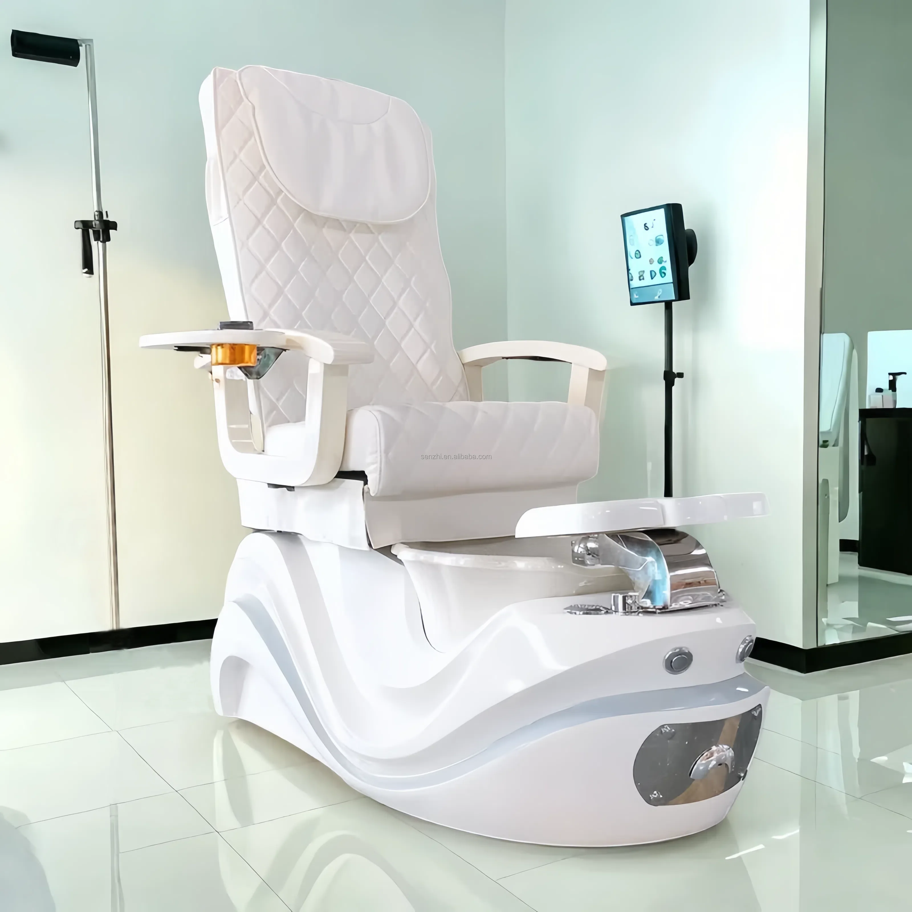 

Luxury Beauty Nail Salon Furniture Stainless Steel Modern Pipeless Whirlpool Pedicure Spa Massage Chair