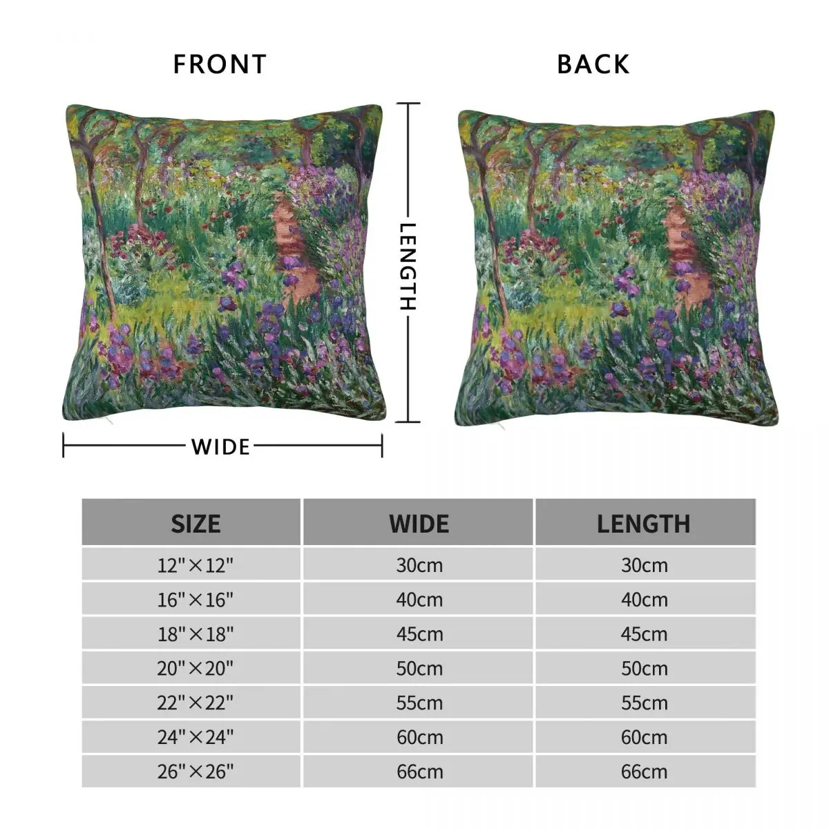 Artist's Garden At Giverny Claude Monet Square Pillowcase Polyester Linen Velvet Zip Decor Throw Pillow Case Home Cushion Cover