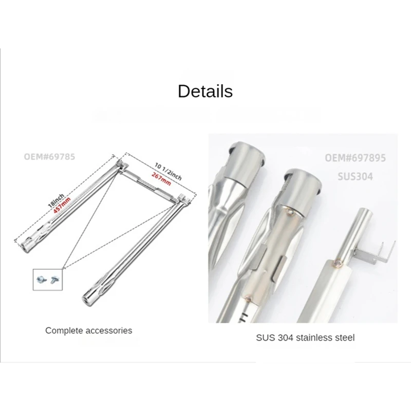 الموقد 304 موقد فولاذي غير قابل للصدأ 69785 شواء الموقد أنبوب استبدال ل Spirit E-210 E-220 S-210 S-220 شواء أجزاء الشواية