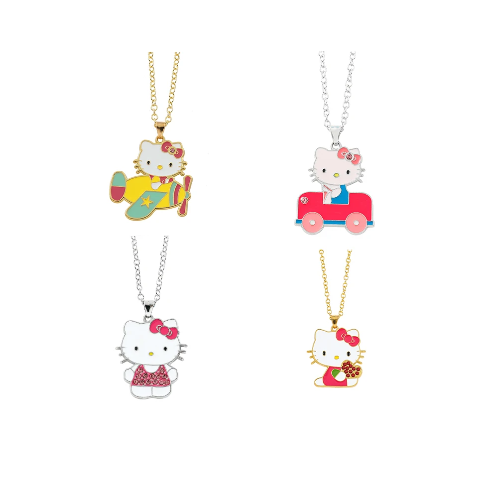 Sanrio Cute Hello Kitty Metal Pendant Necklace Collarbone Chain Anime Surrounding Hello Kitty Necklace Exquisite Decorations