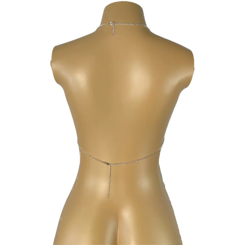 Chaleco pequeño con cuello de cadena y flecos multicapa para mujeres adultas, ropa de Club nocturno, diamantes de imitación de Color con incrustaciones de diamantes, productos sexuales Sm