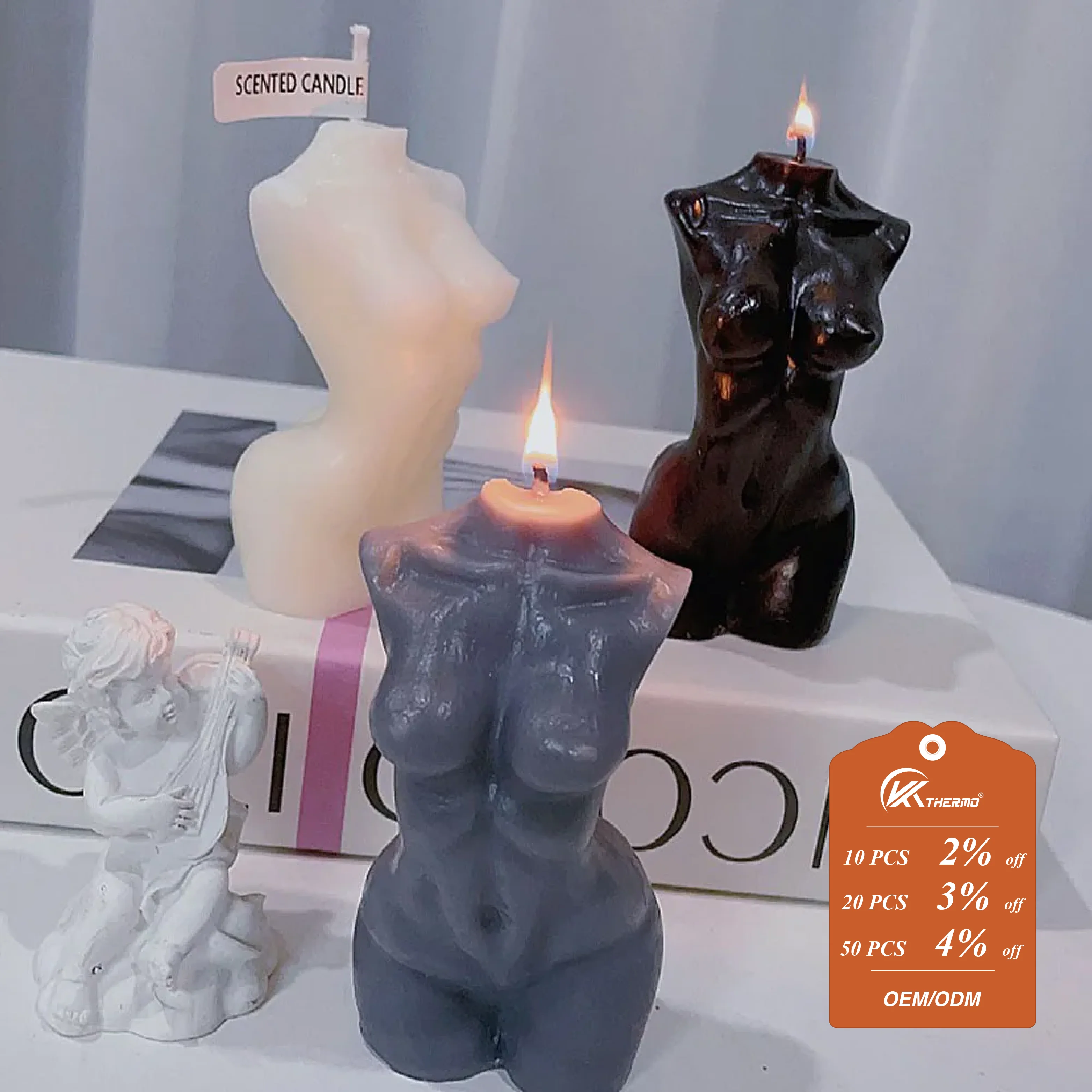 Candle Making Wax - เทียนหอมรูปทรงลำตัวผู้หญิงสำหรับตกแต่งบ้าน – เทียนขี้ผึ้งถั่วเหลืองรูปทรงศิลปะ ขนาด 10 ซม.