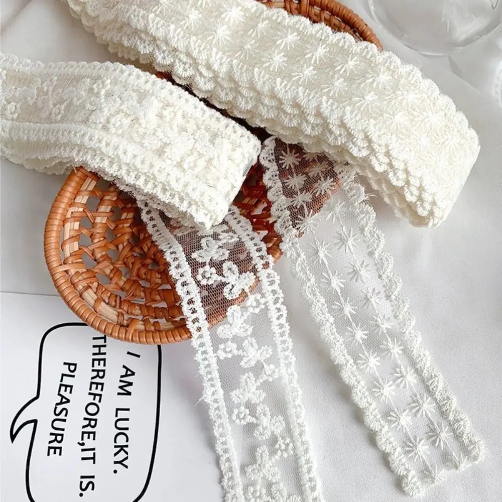 5 Yards Pure Cotton Sewing Trim DIY Craft Accessory White Flowers Lace Trim Multi-size Decor Ribbon Lace Trim Ribbon Latin Dress view 3