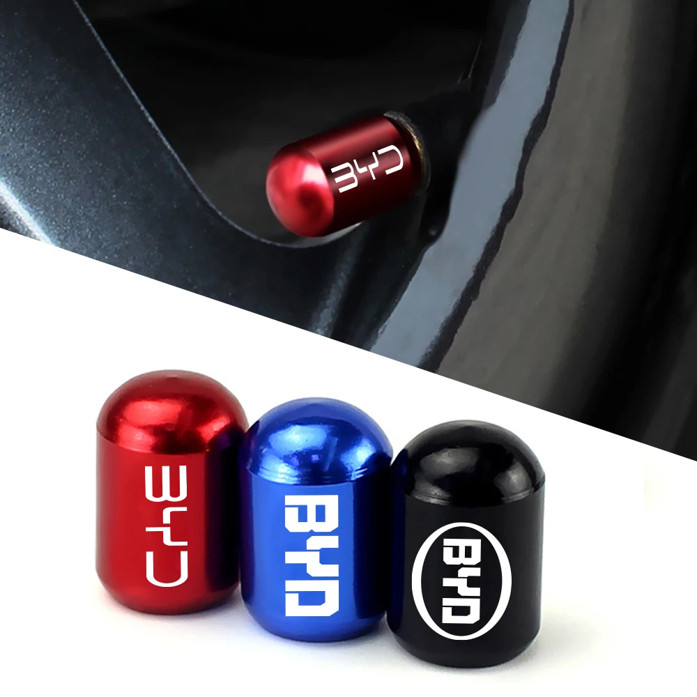 4PCS Car Tire Valve Caps For BYD Tang F3 E6 Atto 3 Yuan Plus Song Max F0 G3 I3 Ea1 Dmi 2din 2014 G6 Auto Interior Accessories