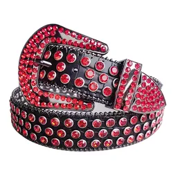 Fibbia ad ago cintura occidentale BB Simon Diamond Belt cintura decorativa con perline moda donna cintura Jeans Punk