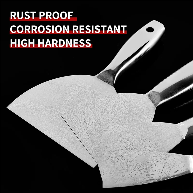 

A15F-Putty Knife Set,4 PCS One-Piece Premium Polished All-Stainless Steel Scraper Tool For Drywall Finishing