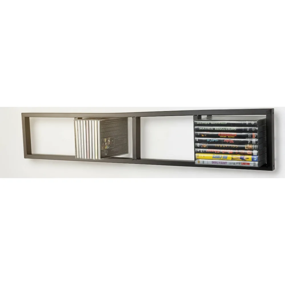 

34 Inch Metal Wall Shelf for CD DVD Video Game Storage, Modern Media Organizer with Floating Design