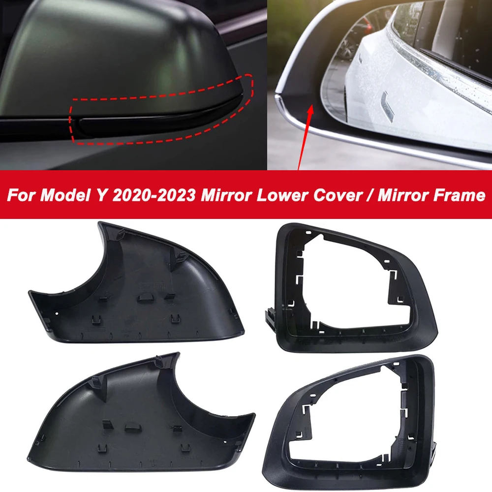 

8202102 8202202 1495632-00-B Left Right Mirror View Mirror Black Lower Shell Mirror Frame 8202101 8202201 For Model Y 2020-2023