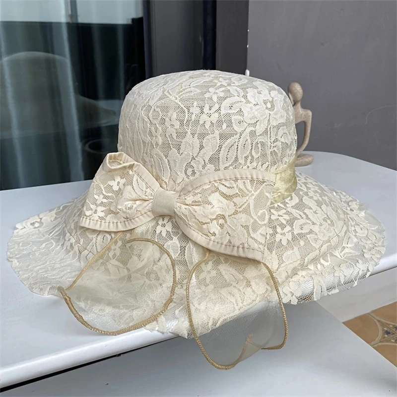 Summer lace mesh Leisure Academy Ethos Sunshade Elegant Basin hat foldable easy sun hat