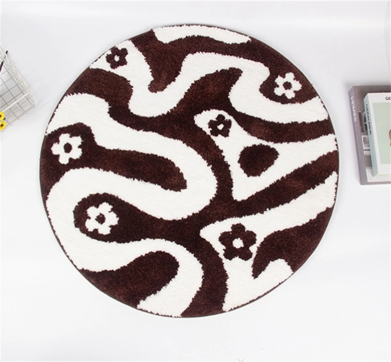 

Modern Simple Round Flocking Carpet, Living Room Entry Door, Bedroom Mat, Toilet, Bathroom Absorbent, Non-Slip Foot Mat