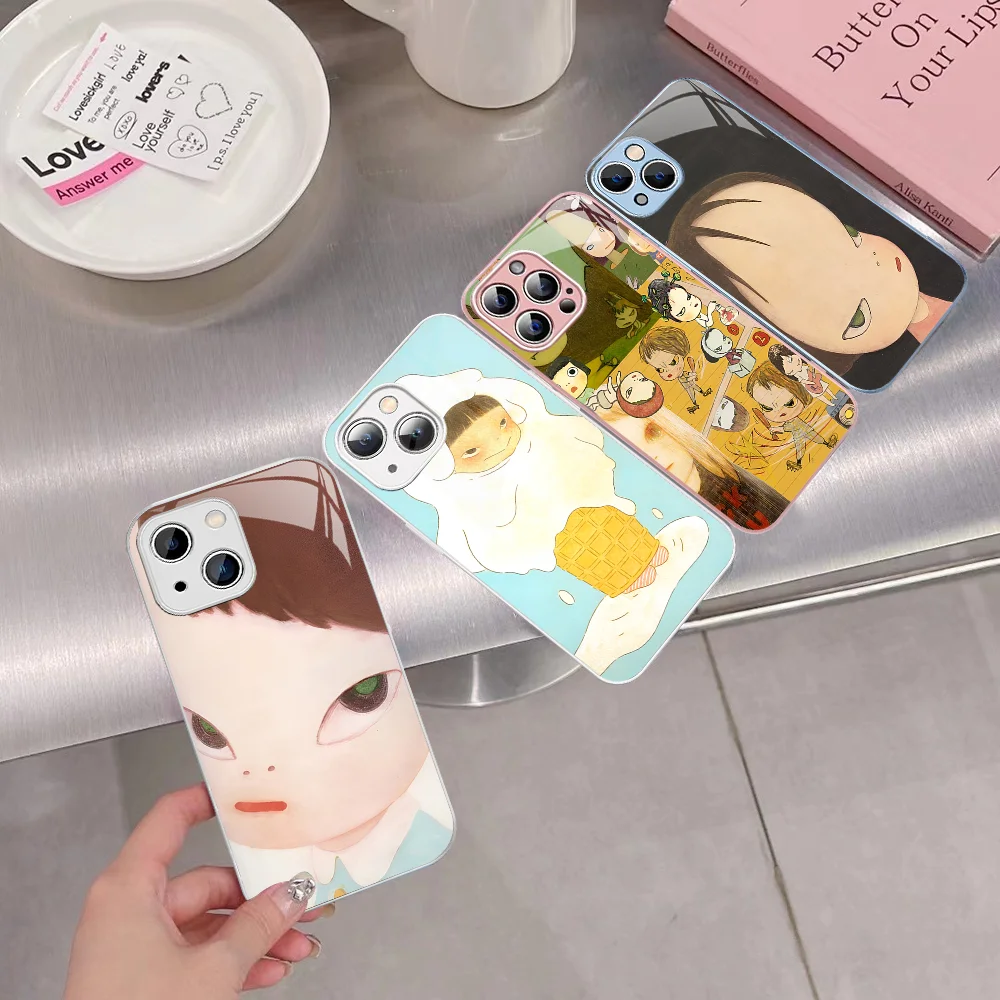 Yoshitomo Nara artnet Art   Phone Case Tempered Glass For iphone 14 13 12 11 Pro Mini XS MAX 14Plus X XS XR Cover