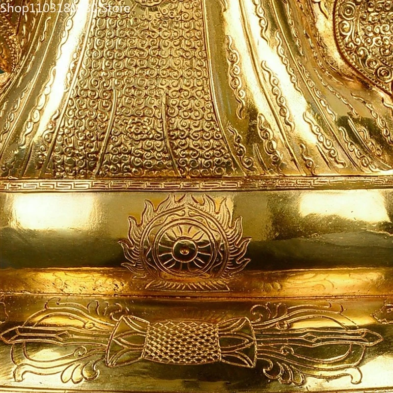 Imagem -04 - Estátua de Padmasambhava Buddha Cobre e Latão Dourado Budismo Tibetano Guru Rinpoche Escultura Nascida em Lótus Decoração 425 cm