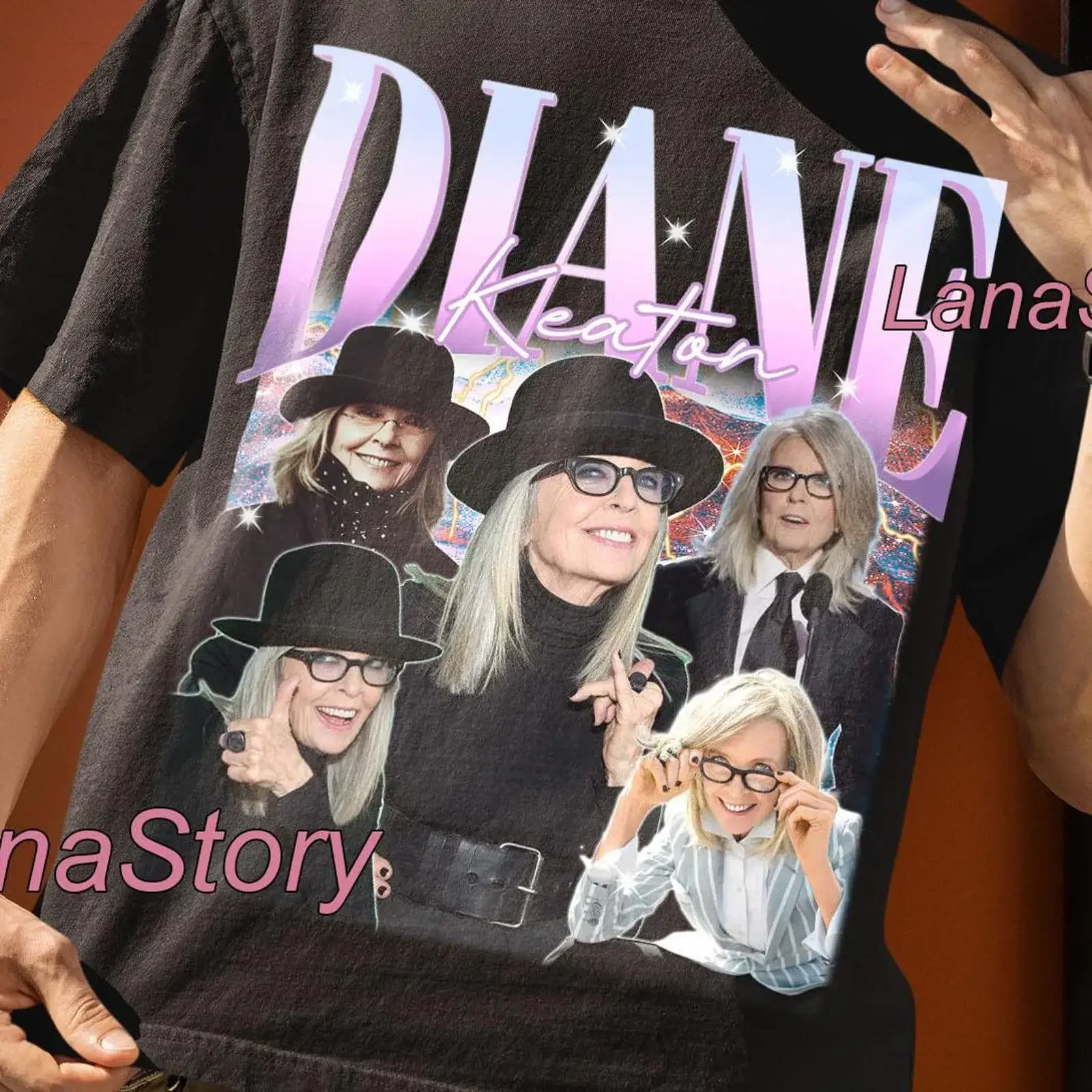 Diane Keaton T Shirt Tribute vintage Washed Slightly graphic Top For Everyday Wear Versatile Casual designer clothes Unisex