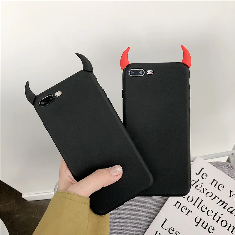 Phone Cases For Samsung Galaxy S8 S9 S10 S10e S21 S20 FE S22 Note 8 9 10 Plus Lite 20 Ultra Devil Horns Demon Angle Cover