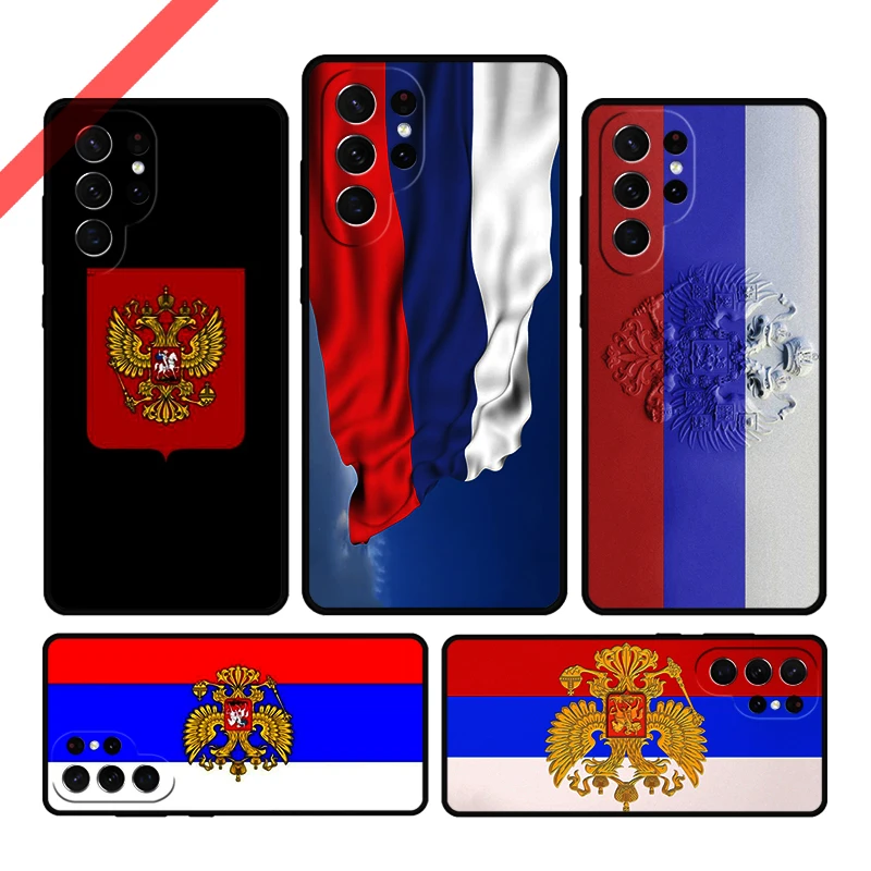 Russia Russian Flags Emblem Phone Case For Samsung Galaxy S20 FE S21 S10 S23 Plus S24 S22 Ultra Coque Note20 Note10 S9 S8 Cover