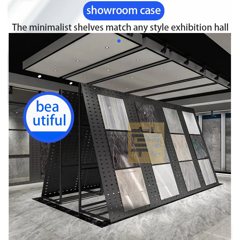 custom.Adjustable Large Format Marble Punching Panel Stand Metal Ceramic Tile Wall Display Rack Retail Made Wood Stone Ti