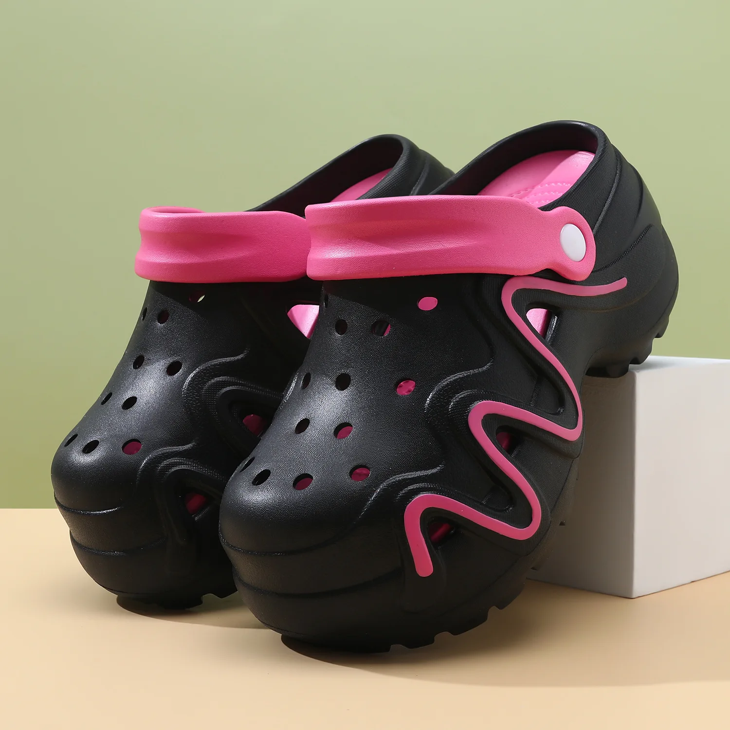 New Color Block Womens EVA Platform Clogs Non Slip Comfort Soft Elevator Garden Shoes Casual Indoor Outdoor Girls Daily Wear