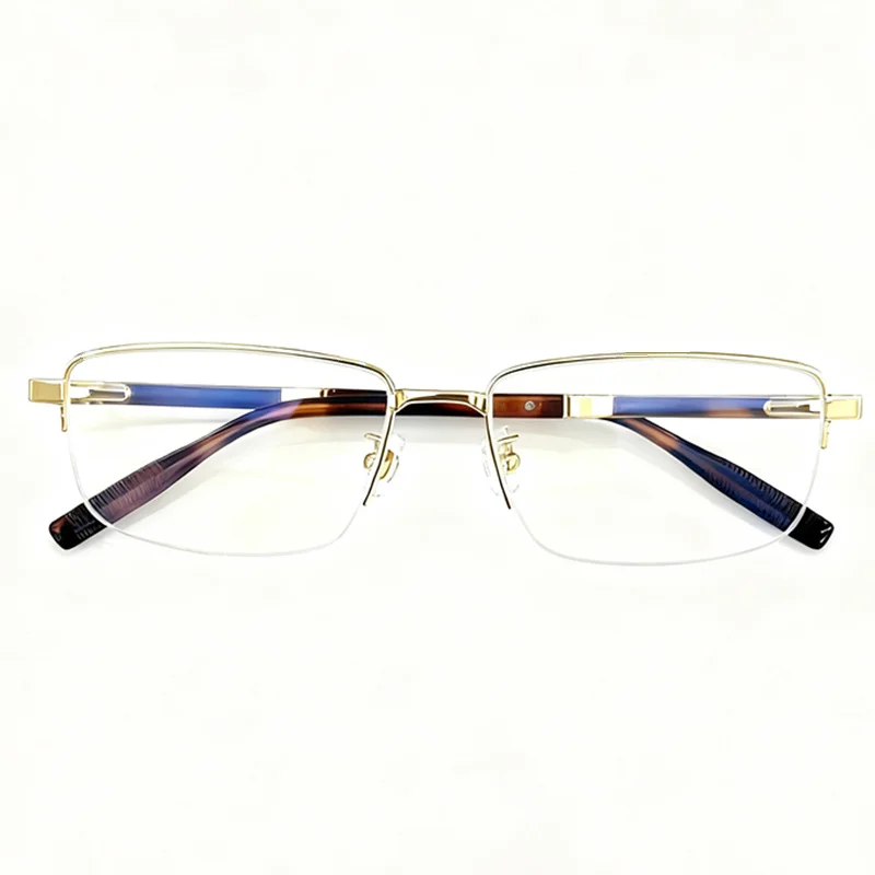 

LUXE Gold Silver Gungray Black Business Halfrim Glasses Frame for Men58-17Llightweight Concise Classic Glasses for Prescription