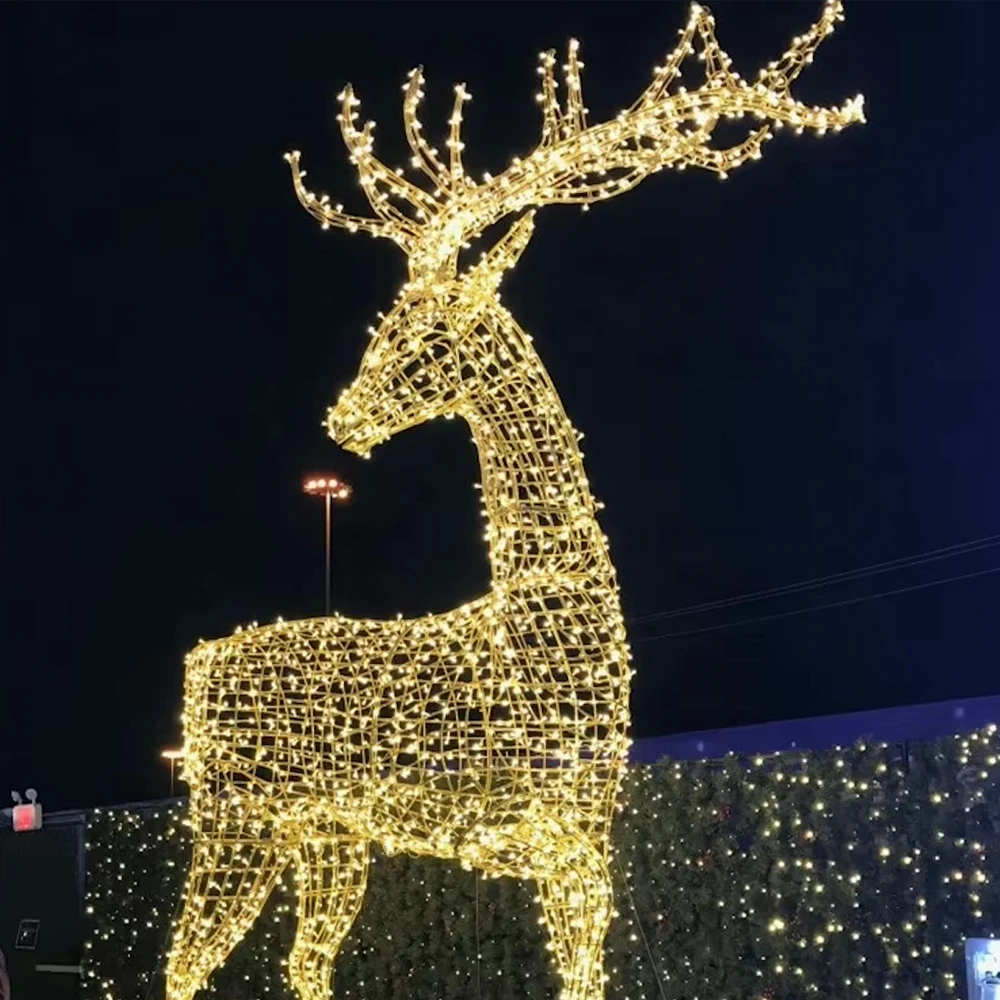 

Large Outdoor Christmas Reindeer with Sleigh Light Warm White Holiday Christmas Light