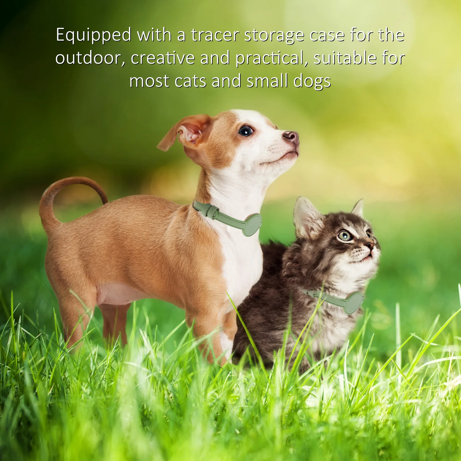 

Pet Tracer Collar Adjustable Comfortable PU Anti-Lost Cat Puppy Collar Outdoor Safety Portable Design Ornament