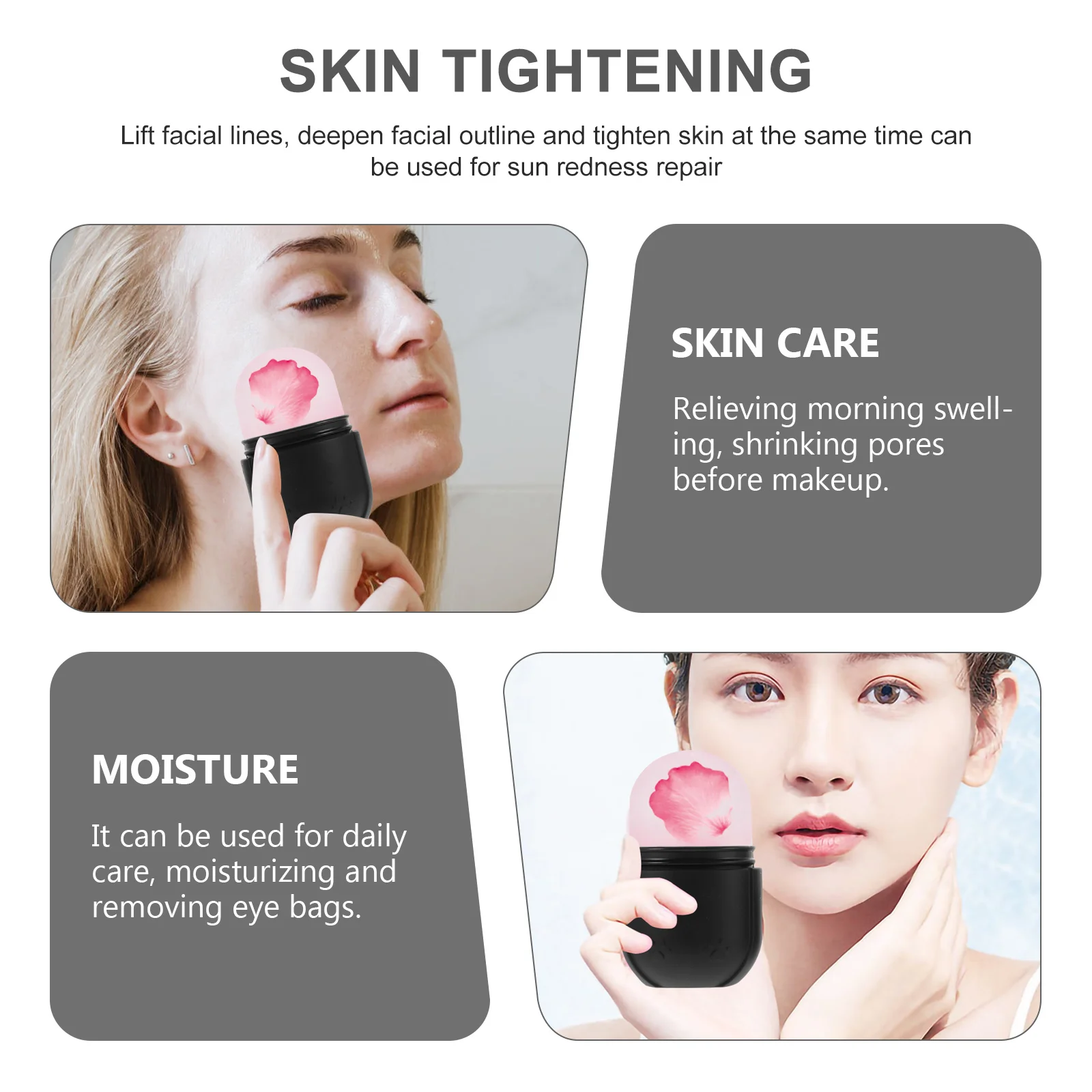

Facial Skin Silicone Durable Manual Massager for Deep Tissue Relaxation Pore Shrinking Face Cooling Roller