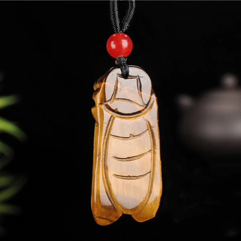 Natural tiger-eye Stone Blockbuster Cicada Jade Pendant Lucky Auspicious Peace Amulet Fine jewelry Jade Pendant