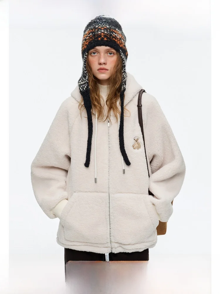 

Vega Chang Lamb Fur ort Jaet Women's Winter Coat with Hat Embroidery Warmth Casual Commute Sle Thiened Long Sve