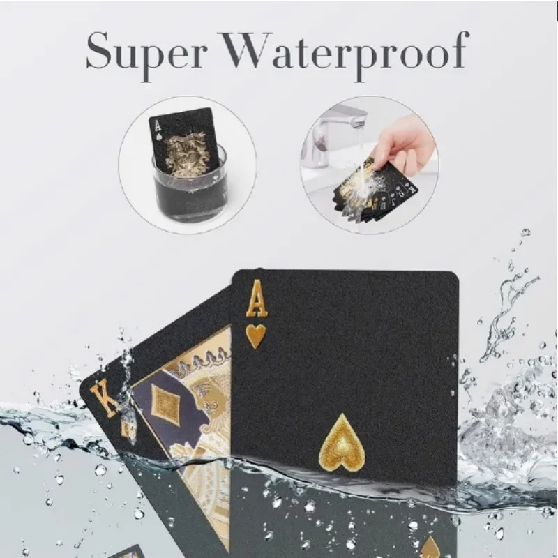 Color Black Gold Poker Playing Card Game Card Group Waterproof Poker Suit Magic PET Bronzing Package Board Collection Game Gift