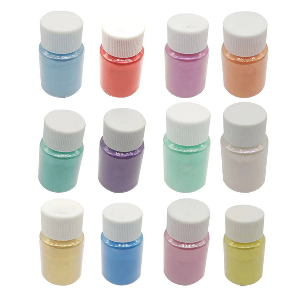 12 Uds. De pigmento de perla en polvo de Mica, colores surtidos para hacer jabón, baño, arte de uñas, juego de pigmentos en polvo Natural DIY