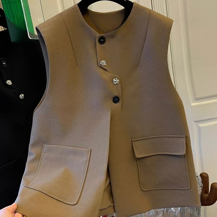 KUSAHIKI moda causale elegante giacca gilet per le donne 2024 autunno nuovo stile monopetto gilet