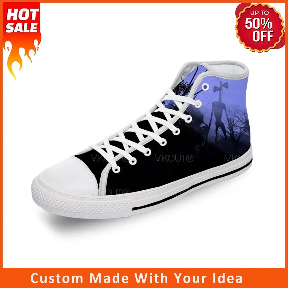 

Страшная игра Siren Head SCP из белой ткани, модные холщовые кроссовки с 3D принтом, легкие дышащие кроссовки для мужчин и женщин