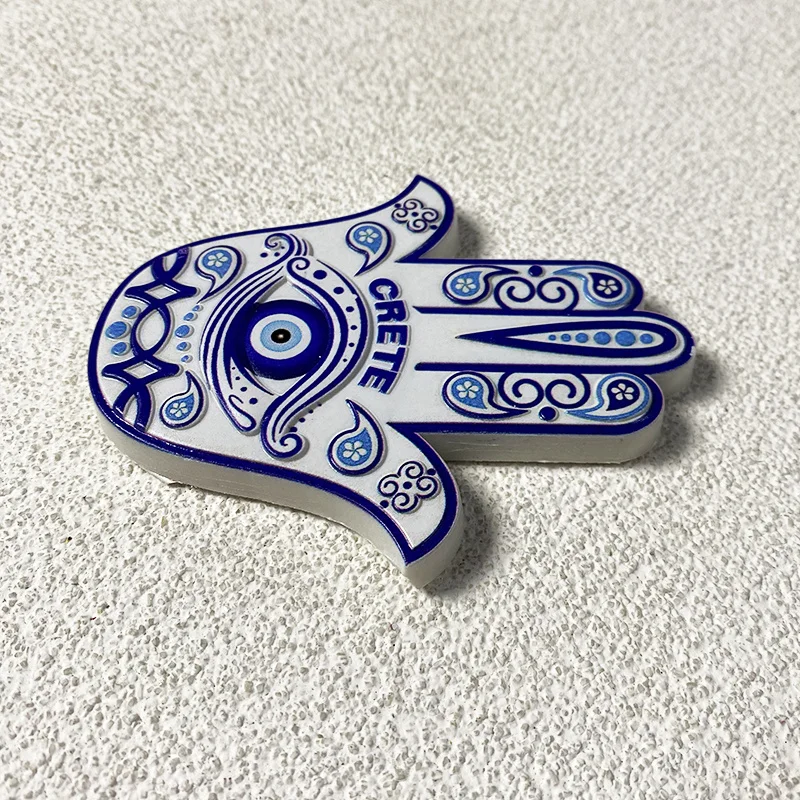 همسة مغناطيس الثلاجة اليدوي مع عين الشر، كريت اليونان ديكور المنزل مغناطيس الثلاجة لطيف غرفة الديكور