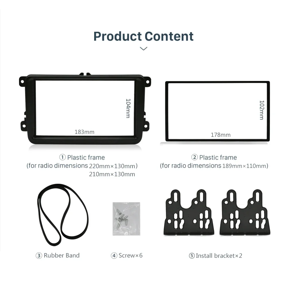 2din Car Dvd Fascia For VOLKSWAGEN Stereo Panel Dash Mount Installation Double Din Frame Install Kit Refit Fascia 173x98mm