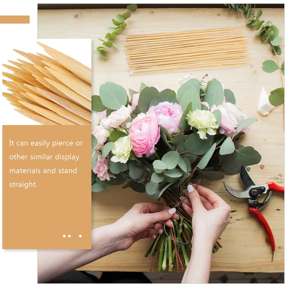 

120 Pcs Climbing Bamboo Sticks Flat Skewers Bouquet Packaging Materials DIY Supplies Flower Shop Fixing Sticks Party Accessories