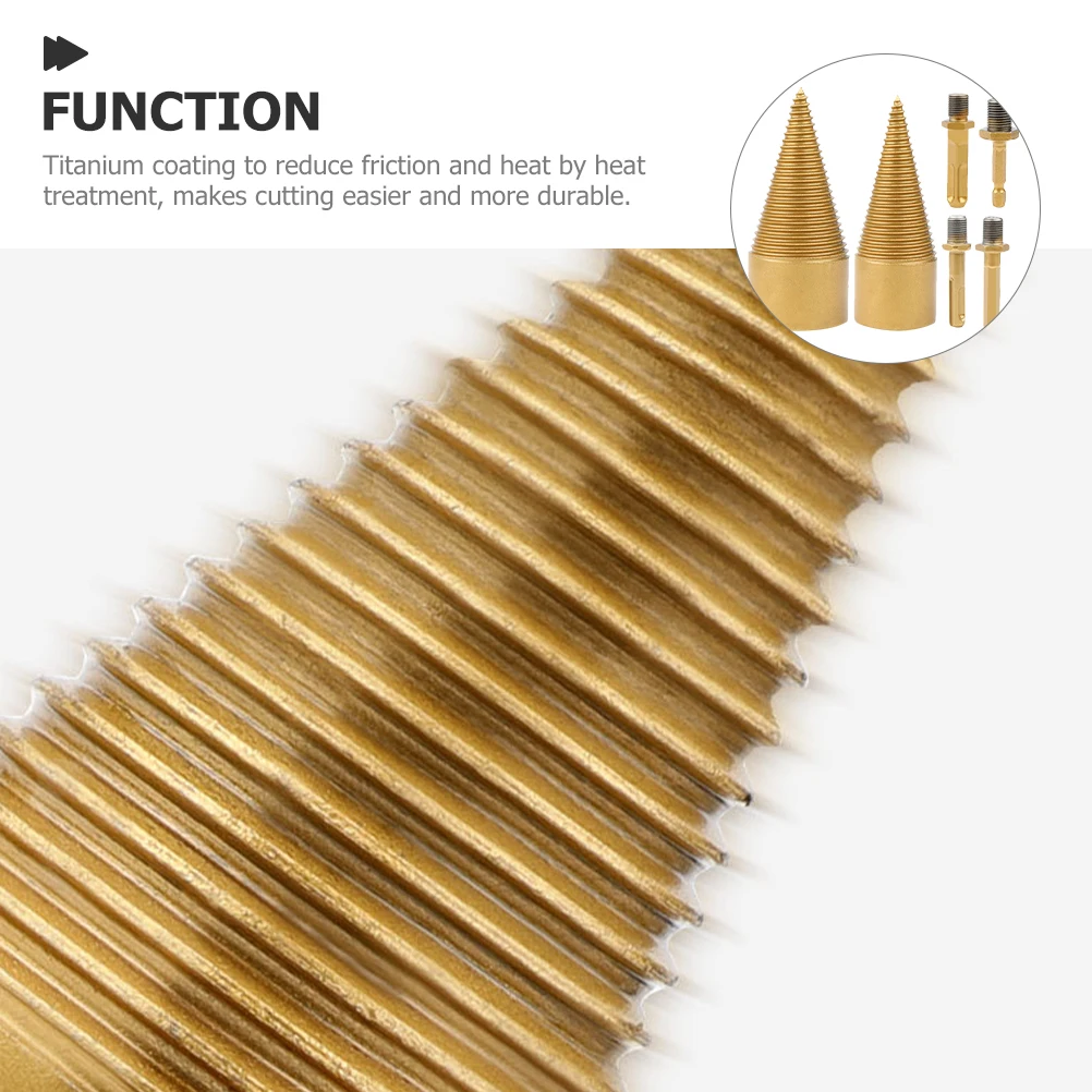 

1 set Firewood Drill Bit Hardening Titanium Coating Splitting Wood Log Splitter Durable Heat Resistant Cone Bit For Camping Farm