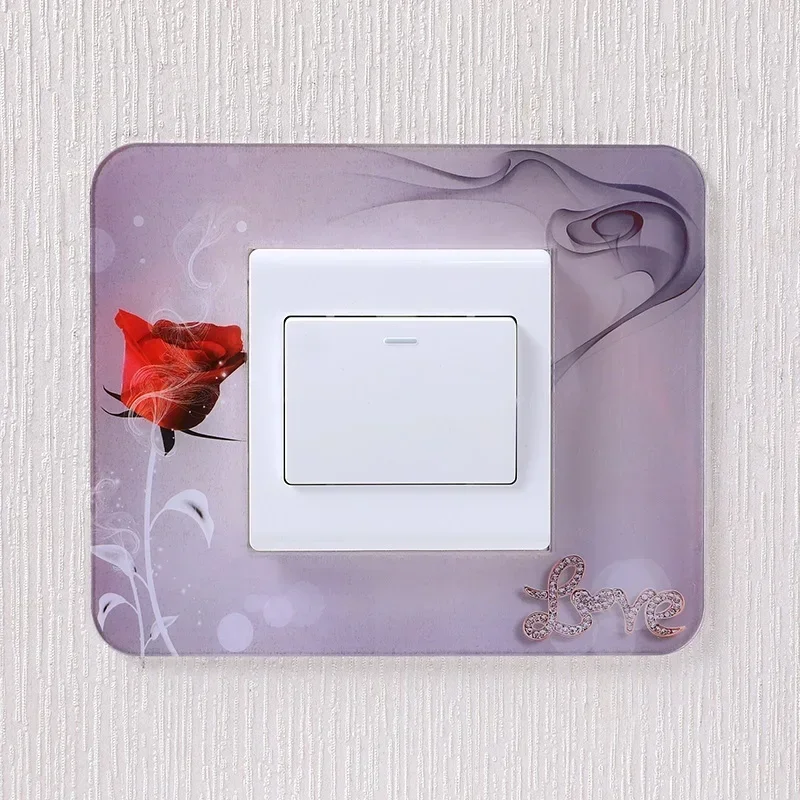 Single Opening Acrylic Socket Switch Sticker, Wall Stickers, Home Decor, Living Room Decoration, Light Switch Cover Plate, T040