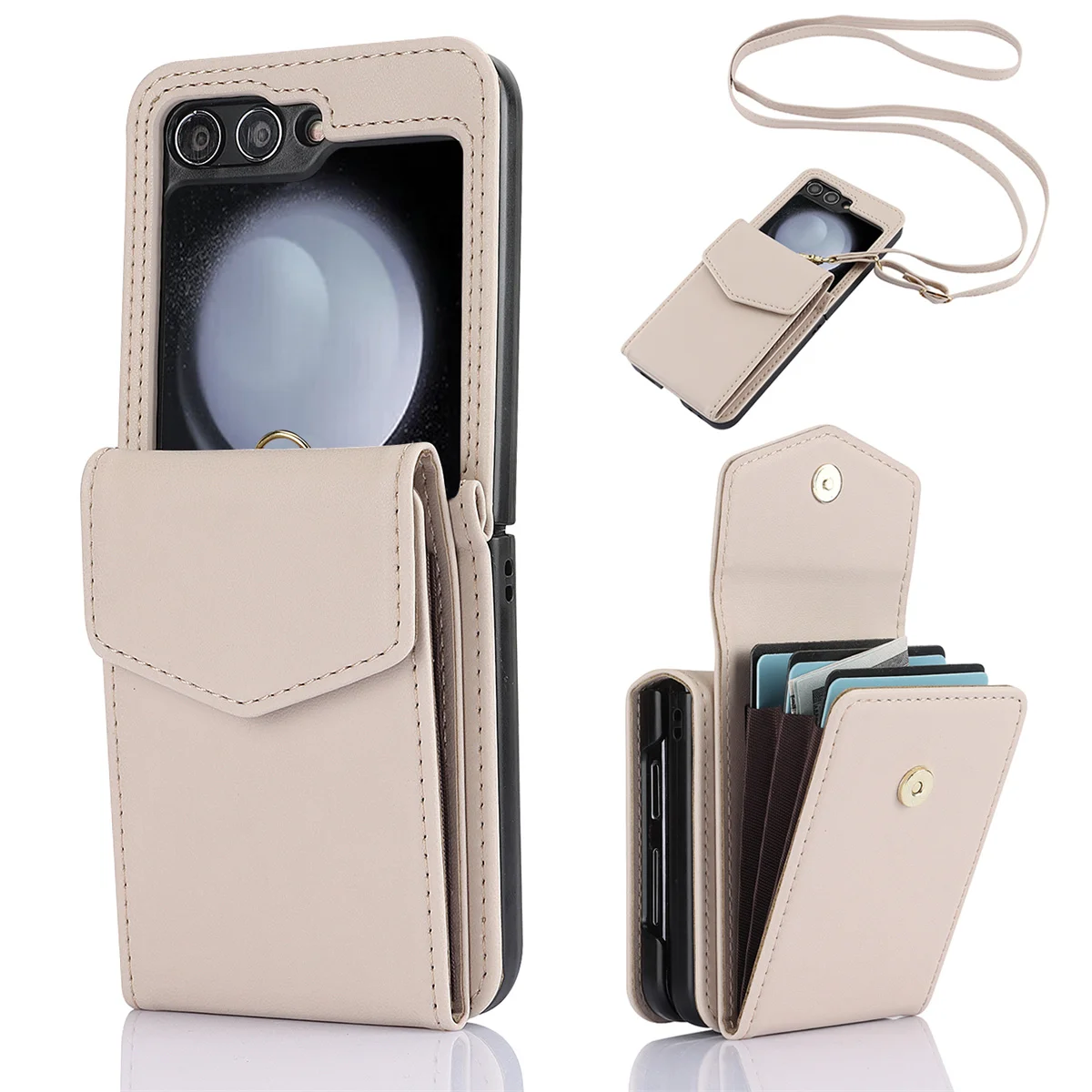 

Luxury Organ Design Crossbody Wallet Case for Galaxy Z Flip 5 Z Flip 4 Z Flip 3 Shockproof Card Bag Folding Leather Case