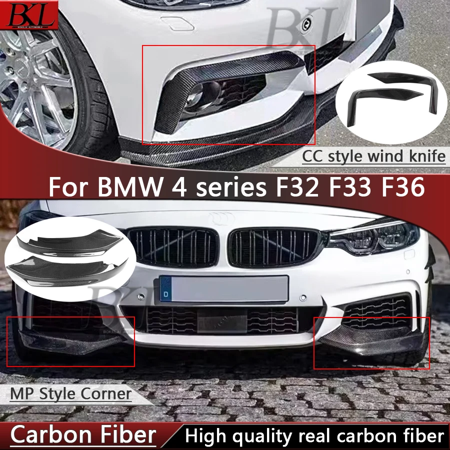 

For BMW 4 Series F32 F33 F36 carbon fiber corner wrap fog lamp wind knife front bumper splitter corner cover front chin body kit