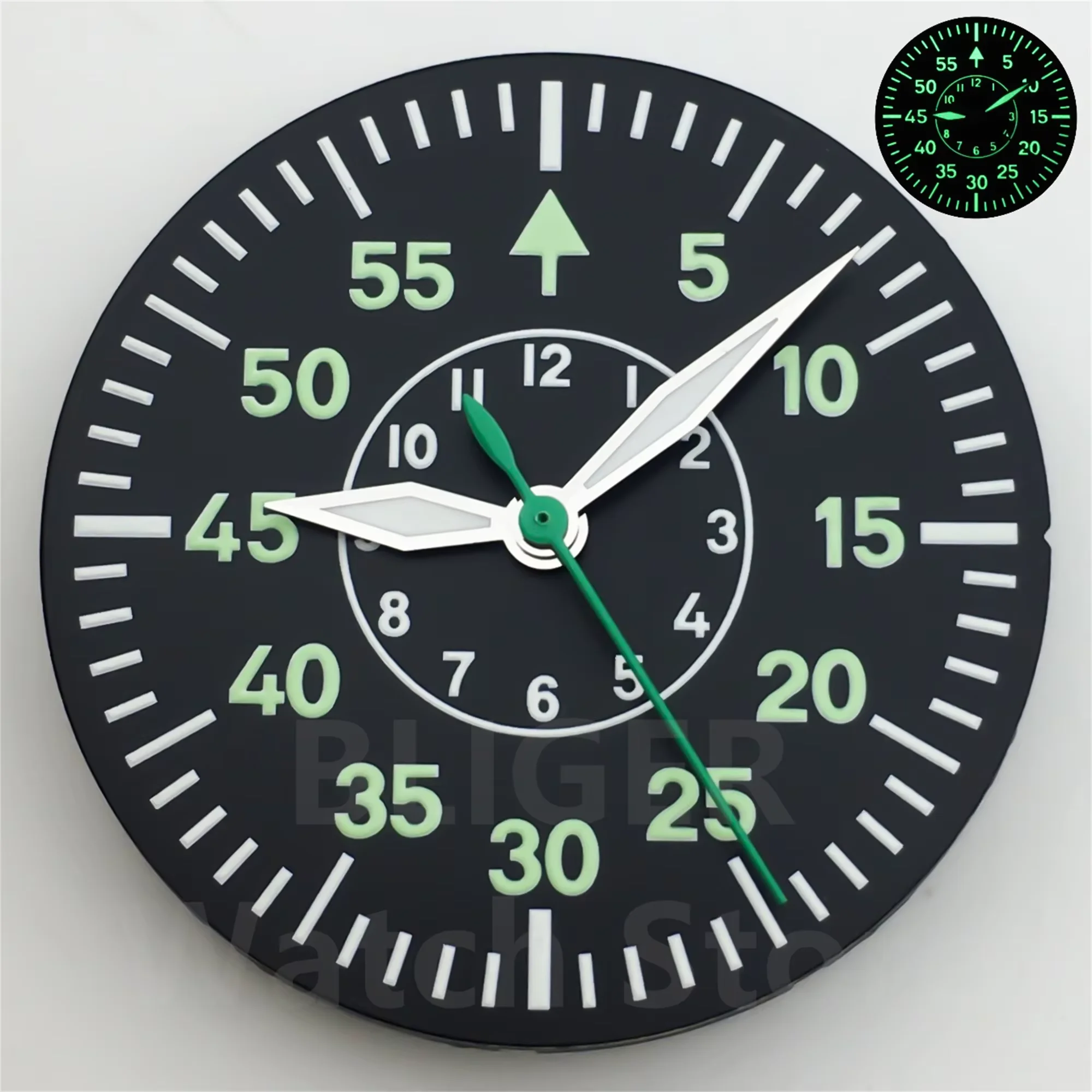 29 мм черный, зеленый, синий циферблат для часов, полностью светящийся циферблат со стрелками, подходит для механизма NH34 NH35 NH36 ETA2824 PT5000