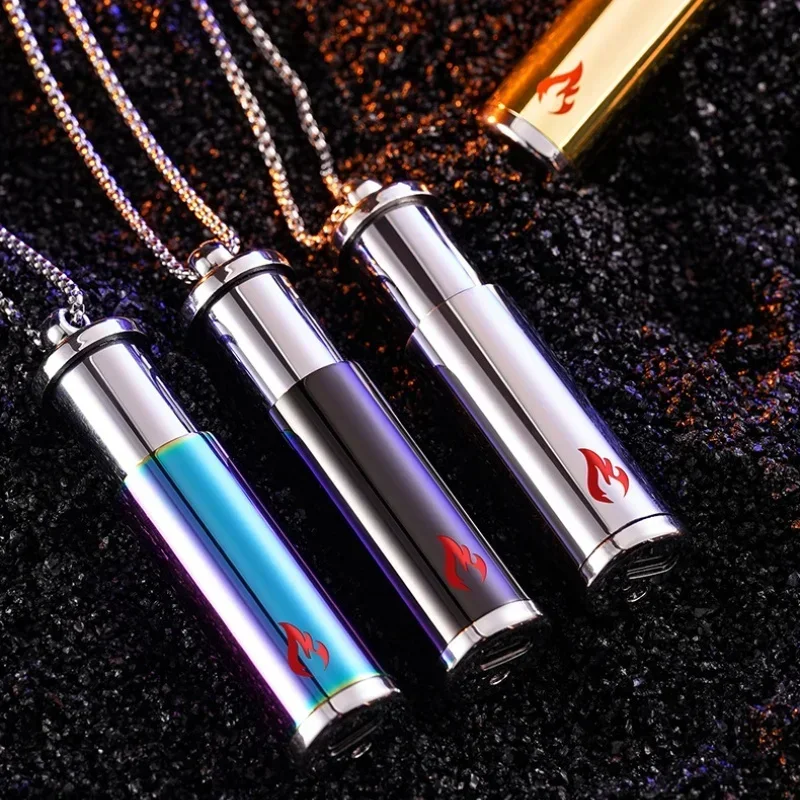 Creative Intelligent Voice Controlled Ignition Tungsten Wire Lighter Necklace Style USB Charging Windproof Cigarette Lighter