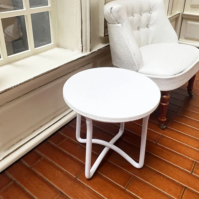 Tavolino rotondo in ferro in miniatura da 1 pezzo, scala 1:12 per l'arredamento della casa delle bambole fai da te