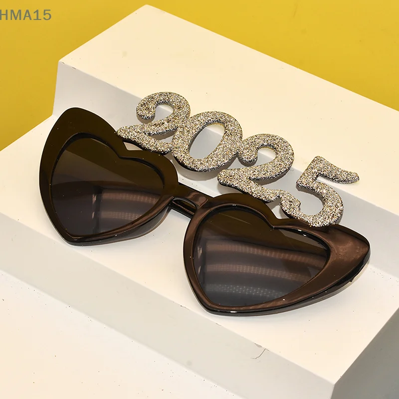 2025 Number Eyeglasses Happy New Year Glasses Diamond Glitter Eyeglasses Cosplay Prop Xmas Party Decoration Funny Glasses