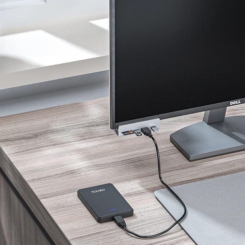 Aluminum Type C 4 Port USB 3.0 HUB Phone Holder TF SD USB Memory Card Reader DC Power Adapter Splitter Multiple Extend Dock