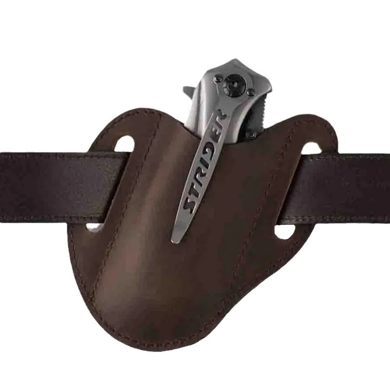 New Leather Case For Folding Knife Holder Vintage PU Knife Sheath Belt Loop Outdoor Hunting Tactical EDC Knives Holster