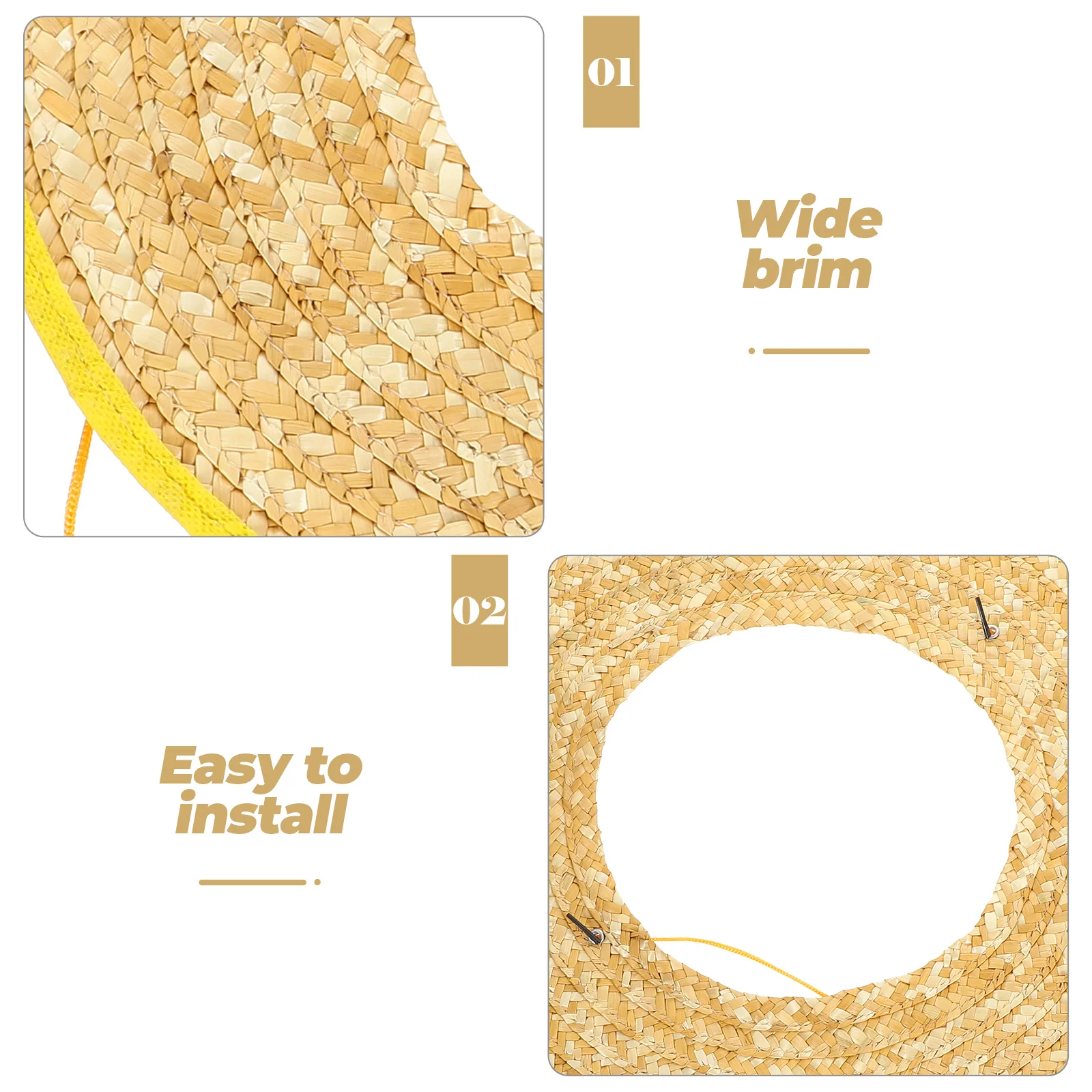 

Wheat Straw Hard Hat Sun Shade Sunshield for Construction Workers Gardening Sanitation Outdoor Workers Protection from Sunlight